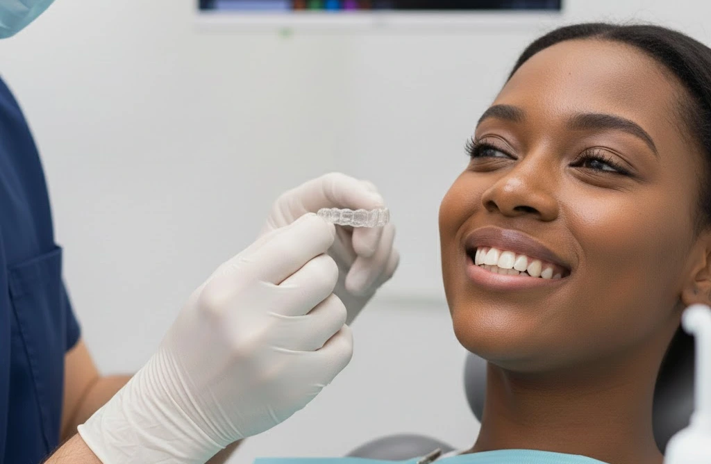 Patient Receiving Invisalign Clear Aligners